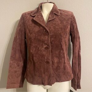 Womens Vintage Brandon Thomas Leather Shirt Jacket Burgundy Berry colored Size S